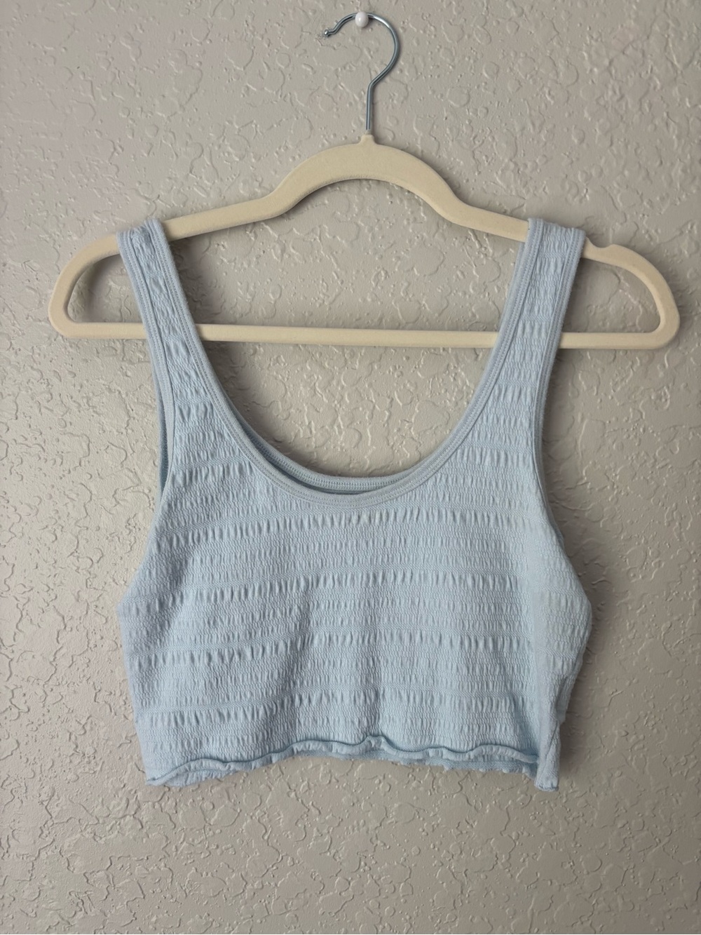 American Eagle Outfitters Light Blue Ribbed Crop Tank